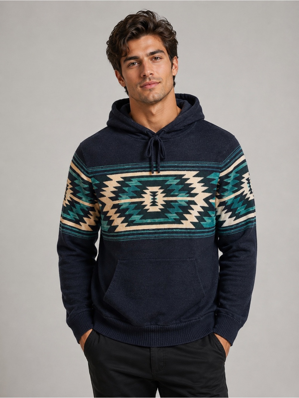 American Eagle baja Aztec southwestern sweater hoodie men Size Medium